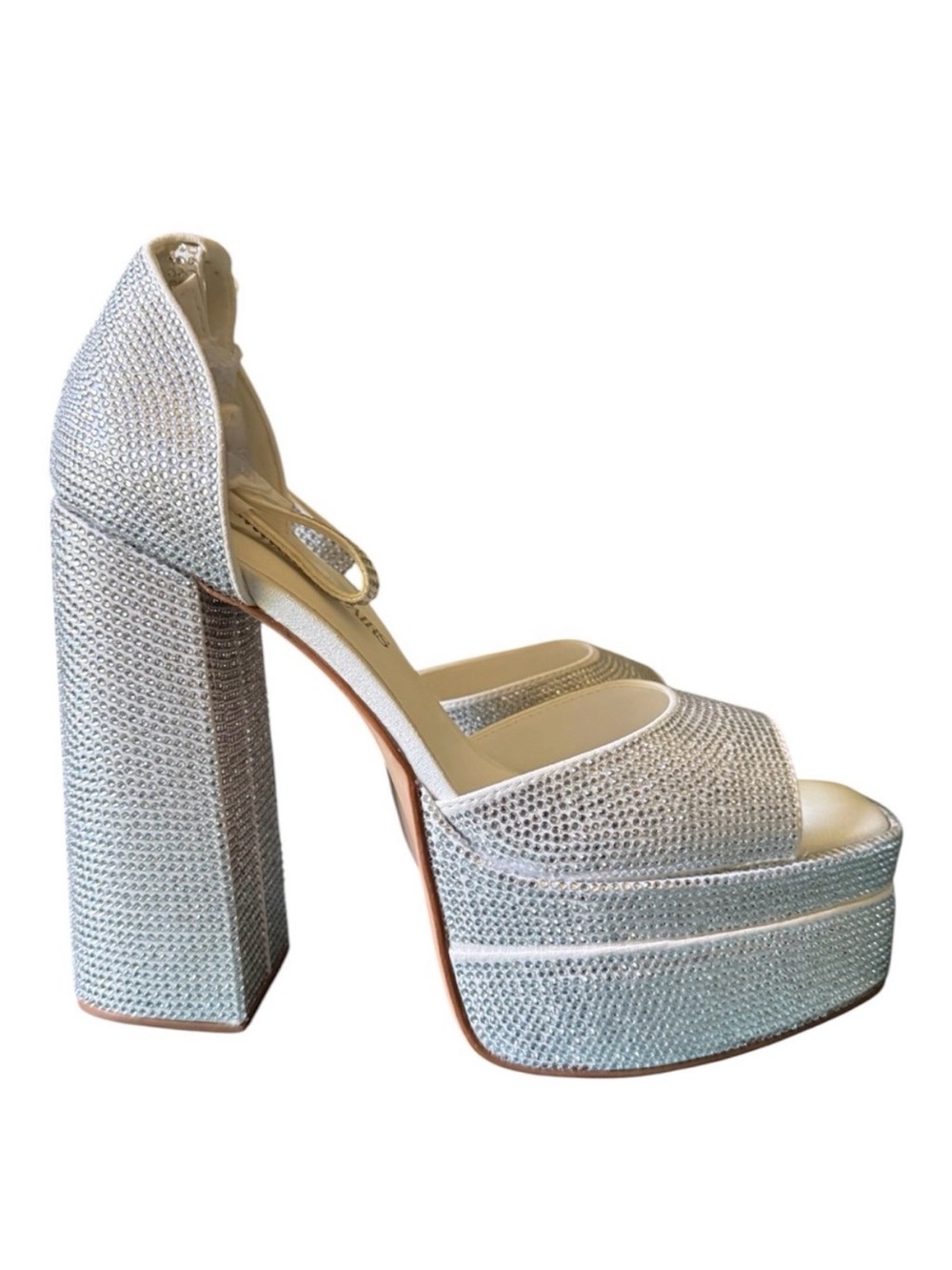DREAM PAIRS Rhinestone Platform Chunky Heel Sandals Silver Size 10